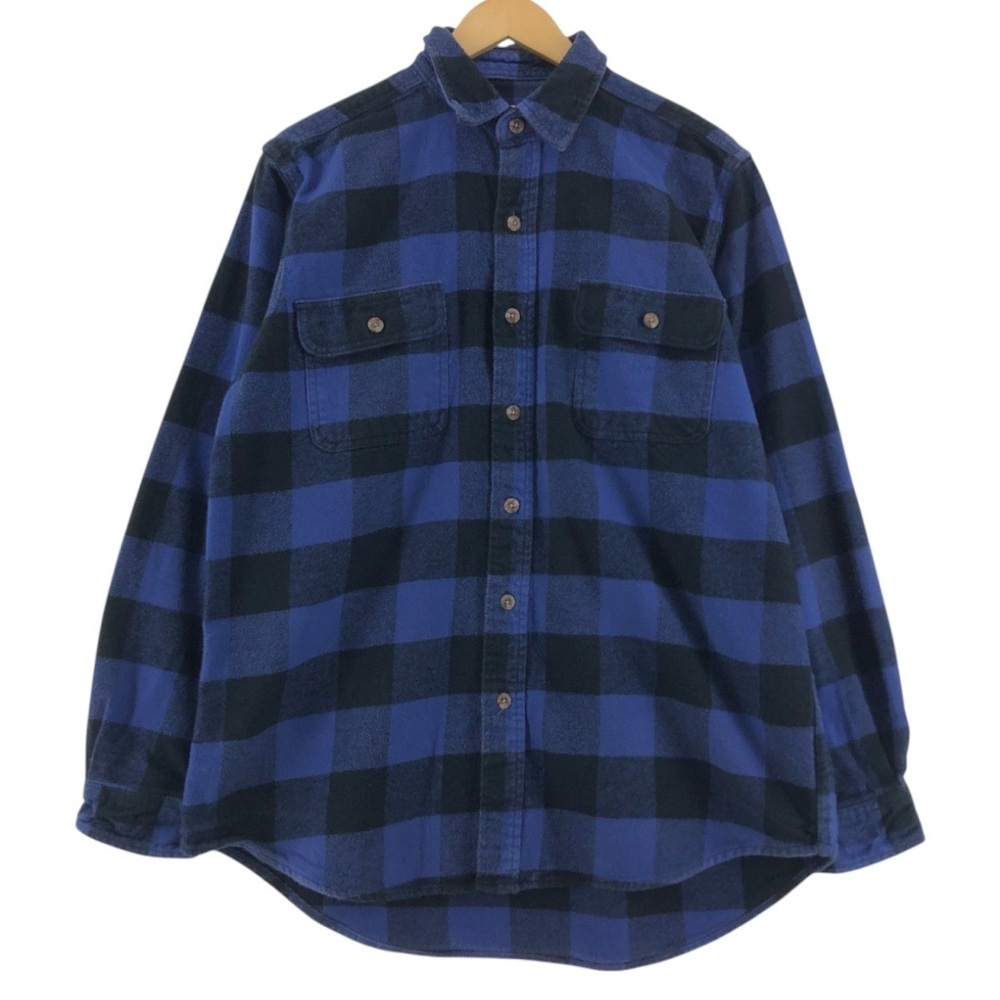 FIELD & STREAM Buffalo Plaid Heavy Weight Flannel Shirt Men's Med Jacket Blue - Picture 15 of 15